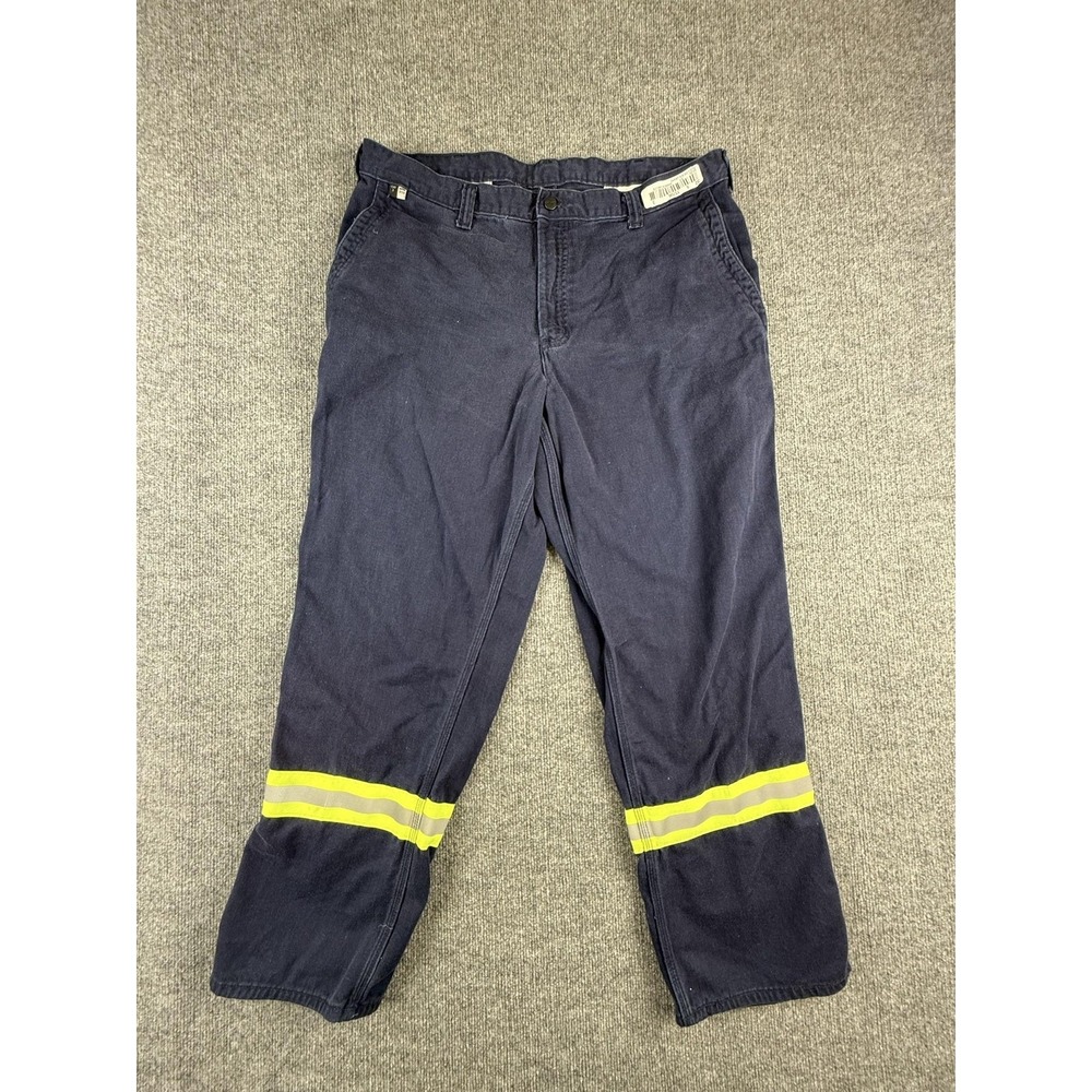 Carhartt FR Work Pants Mens 38x30 Blue Reflective Hi Vis Chino Relaxed Fit
